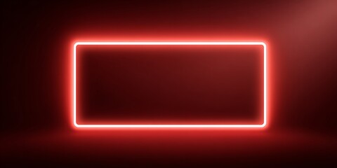 Bright Neon Rectangular Light Frame Against Dark Background for Creative Designs