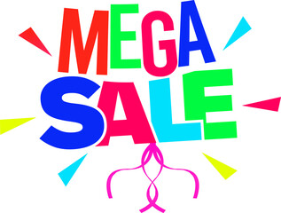 Mega Big Sale Badge Icon : Special Offer, Discount Price Tag and Banner Label Vector Template