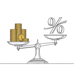 Balancing wealth and interest rates, a visual metaphor for financial decisions and economic balance.