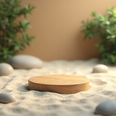 Wooden Podium in Zen Garden