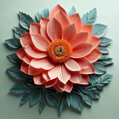 Bright, beautiful pink and yellow dahlia flower in nature with an abstract floral background