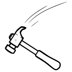 doodle hammer illustration hand drawn outline sketch vector