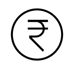 Indian rupee icon on transparent background stock photo