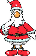 Christmas Groovy Goose Dressed as Santa Claus Cartoon