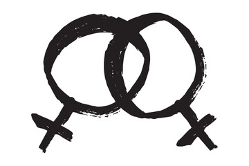 Hand drawn lesbian identity sign Symbol used to represent sex and gender