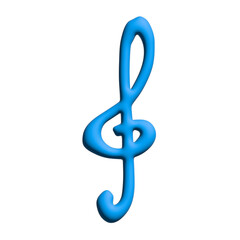 Fototapeta premium 3d treble clef. Hand drawn musical symbol. Single element for print, web, design, decor, logo