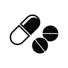 Pill and Capsule Icon Vector: Medicine, Pharmacy, Treatment, and Health Care Symbol