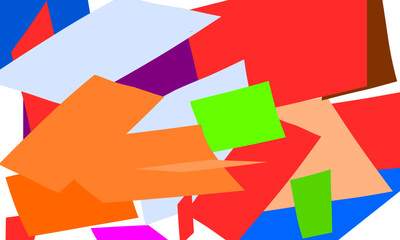 Vibrant Abstract Background with Randomly Overlapping Geometric Shapes and Polygons in Bright, Diverse Colors, Modern Art Collage, Energetic Design