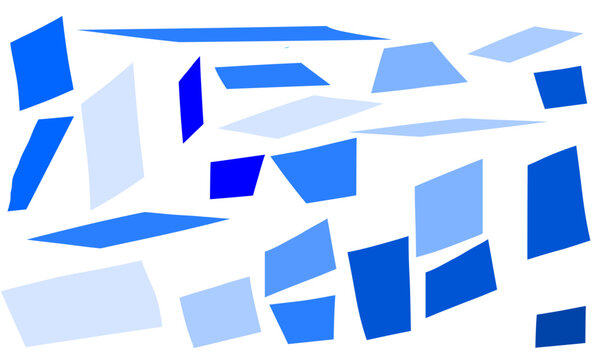 Abstract Geometric Background with Randomly Scattered Blue and Indigo Polygons and Parallelograms, Modern Art Pattern, Digital Mosaic Design