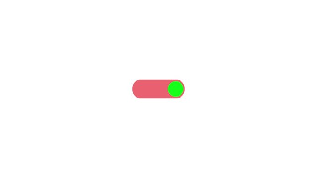 White background with a pink toggle switch in the on position with a green circle slider