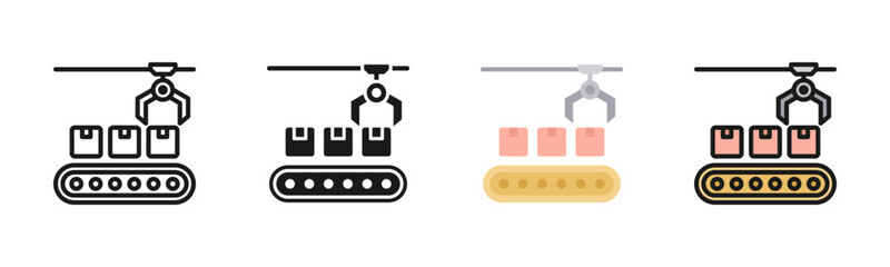 Obraz premium Assembly Line Icon Pack In Multiple Styles