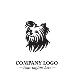 Cute Head of Dog Logo Symbol in Black on White Background with Modern Minimalist Design
