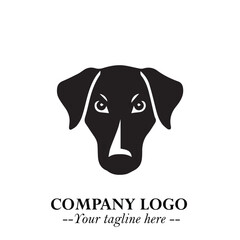 Cute Head of Dog Logo Symbol in Black on White Background with Modern Minimalist Design
