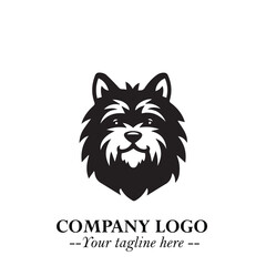 Cute Head of Dog Logo Symbol in Black on White Background with Modern Minimalist Design
