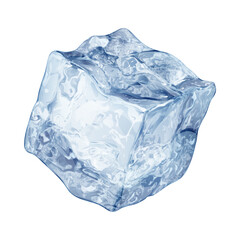 Fototapeta premium Single realistic blue ice cube isolated on white.