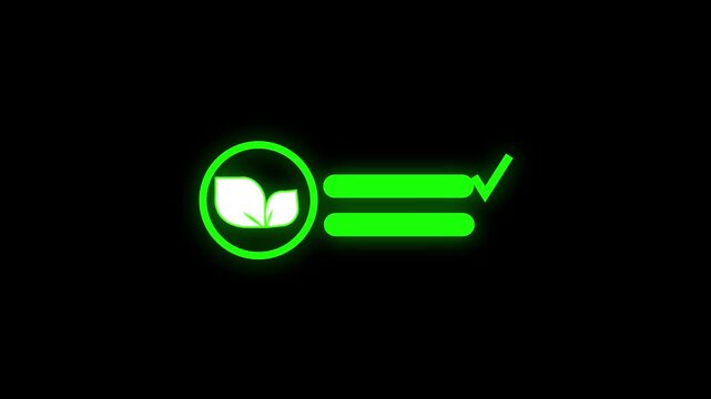 Green Neon Leaf Icon with Minus Symbol on Black Background image photo. Vibrant neon green leaf with minus sign glowing softly against a sleek black background.