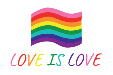 Colorful Gay pride flag Happy pride day LGBTQ community Pride Month Vector hand drawn doodle for posters, stickers, logo, cards