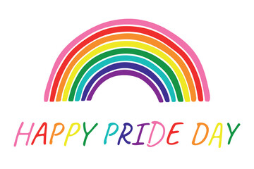 Obraz premium Colorful rainbow shape Gay pride flag Happy pride day LGBTQ community Pride Month Vector hand drawn doodle for posters, stickers, logo, cards