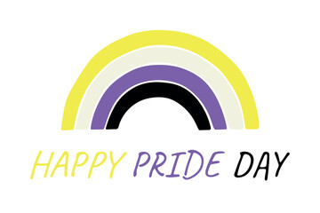 Fototapeta premium Colorful rainbow shape Non-binary pride flag Happy pride day LGBTQIA community Pride Month Vector hand drawn doodle for posters, stickers, logo, cards