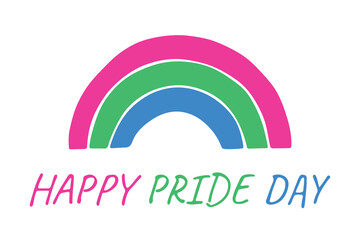 Colorful rainbow shape Polysexual pride flag Happy pride day LGBTQIA community Pride Month Vector hand drawn doodle for posters, stickers, logo, cards