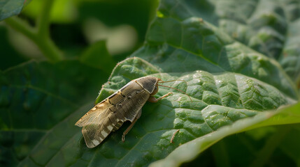 Obraz premium Insect on green leaf