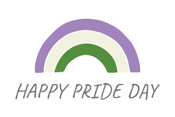 Colorful rainbow shape Genderqueer pride flag Happy pride day LGBTQIA community Pride Month Vector hand drawn doodle for posters, stickers, logo, cards