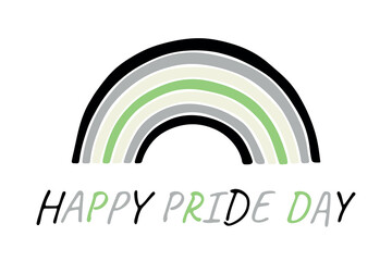Colorful rainbow shape Agender pride flag Happy pride day LGBTQIA community Pride Month Vector hand drawn doodle for posters, stickers, logo, cards