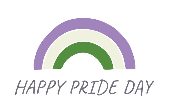 Colorful rainbow shape Genderqueer pride flag Happy pride day LGBTQIA community Pride Month Vector hand drawn doodle for posters, stickers, logo, cards
