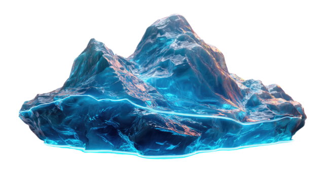 Majestic Iceberg: A visually stunning depiction of a solitary iceberg, its icy peaks and glowing edges create an ethereal atmosphere.