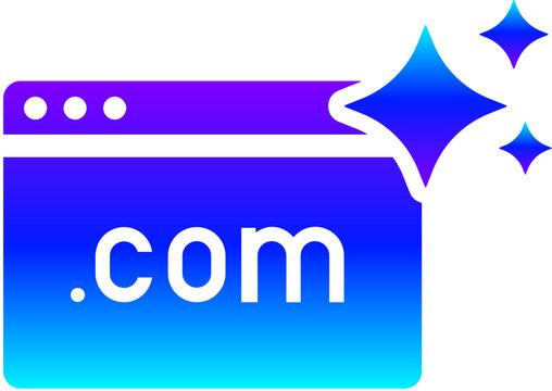 Generative AI Sparkle .com Domain Icon in Web Browser Window