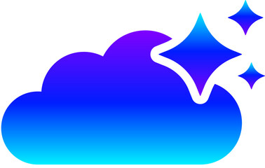 Generative AI Sparkle Cloud Icon with Magic Glow for Cloud Computing and Data Storage