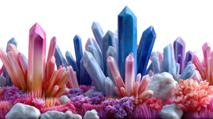 Crystalline Abundance: A captivating close-up showcases a collection of vibrant crystals, their facets catching the light, evoking a sense of geological wonder. 