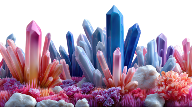 Crystalline Abundance: A captivating close-up showcases a collection of vibrant crystals, their facets catching the light, evoking a sense of geological wonder. 