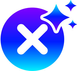 Generative AI Sparkle Close Icon with 'X' Cross Mark and Magic Glow