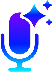 Generative AI Sparkle Vintage Microphone Icon with Magic Glow for Recording
