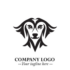 Cute Head of Dog Logo Symbol in Black on White Background with Modern Minimalist Design
