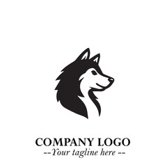Cute Head of Dog Logo Symbol in Black on White Background with Modern Minimalist Design
