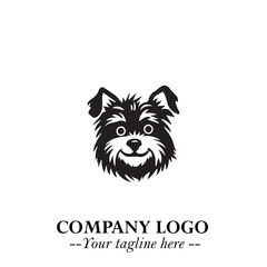 Naklejka premium Cute Head of Dog Logo Symbol in Black on White Background with Modern Minimalist Design 