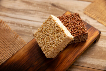 Alegrias. Healthy snack.Typical Mexican candy made from amaranth and honey or sugar, it is molded...