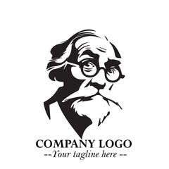 Intelligent Head of Professor Logo Symbol in Black on White Background with Modern Minimalist Design