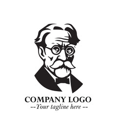 Intelligent Head of Professor Logo Symbol in Black on White Background with Modern Minimalist Design