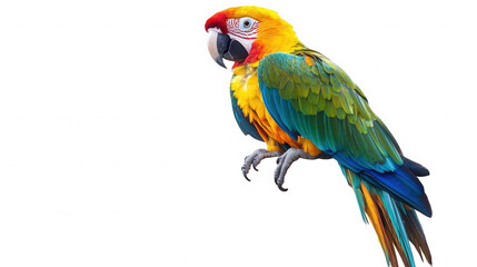 Naklejka premium Colorful macaw parrot perched against a in vibrant detail on transparent background