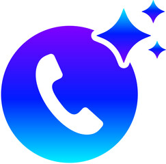 Generative AI Sparkle Phone Icon in Circle with Magic Glow for Contact