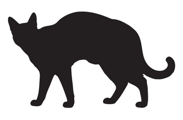 Black cat silhouette arched back vector illustration for Halloween or pet-related designs