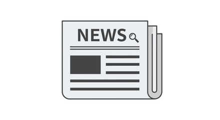 Folded Newspaper with NEWS Headline and Magnifying Glass Icon.
