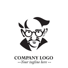 Intelligent Head of Professor Logo Symbol in Black on White Background with Modern Minimalist Design