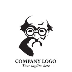 Intelligent Head of Professor Logo Symbol in Black on White Background with Modern Minimalist Design