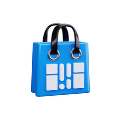 QR Code with Shopping Bag 3d render icons