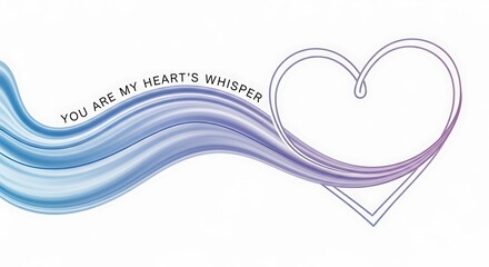 Abstract Heart Outline with Blue and Purple Wave and Romantic Text.