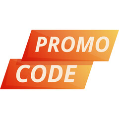 Promo Code Text On Orange Gradient Ribbons With White Outline On Transparent Background For Advertising And Marketing Campaigns